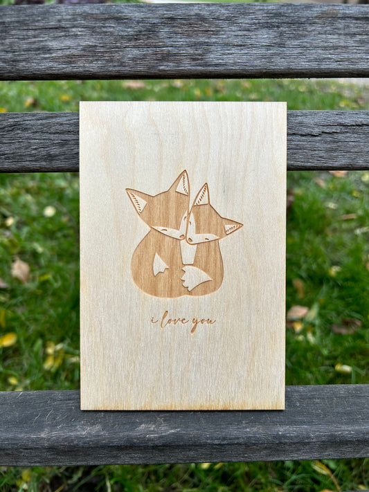 2 Foxes In Love Wood Card