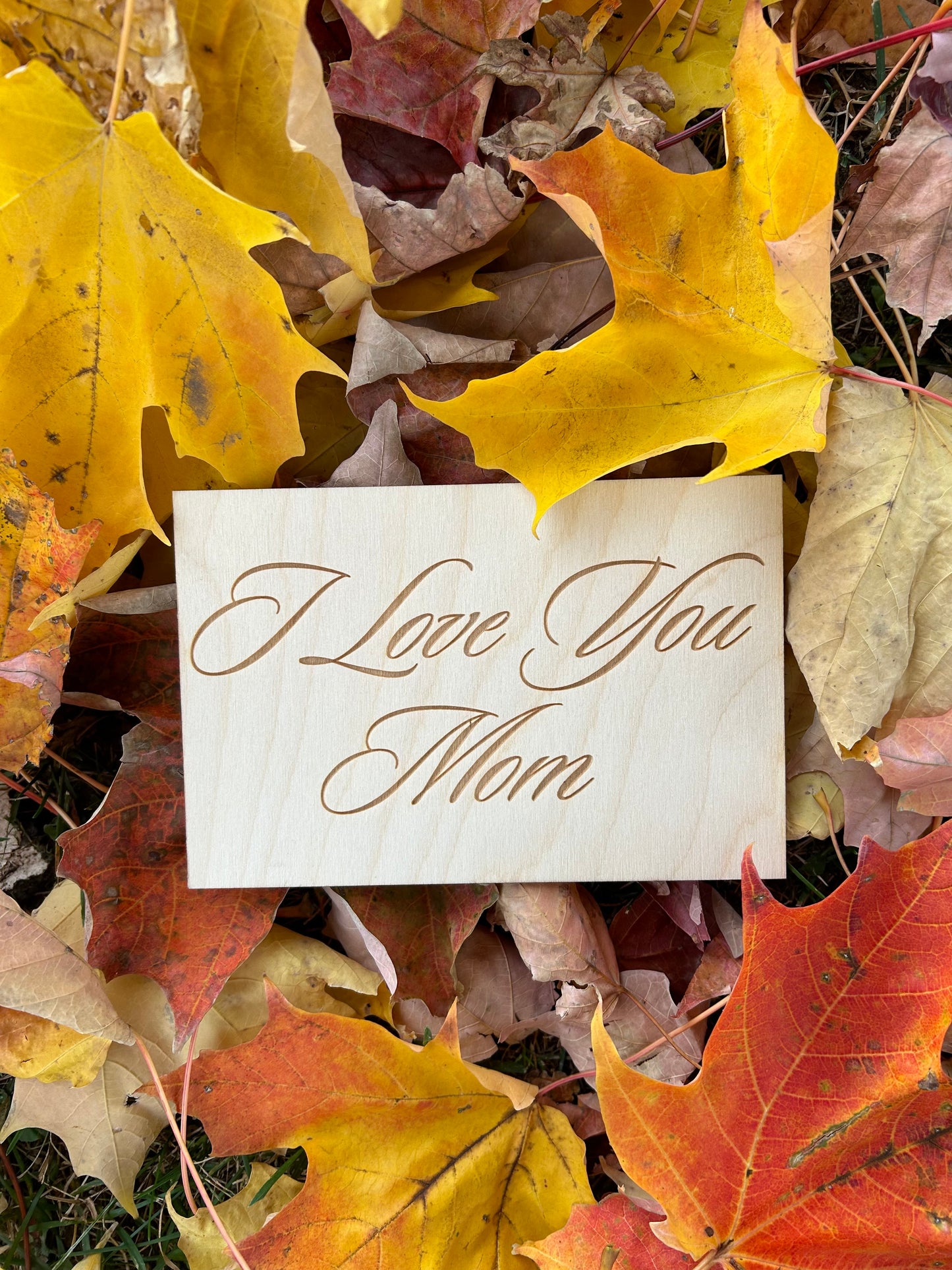 I Love You Mom Wood Card