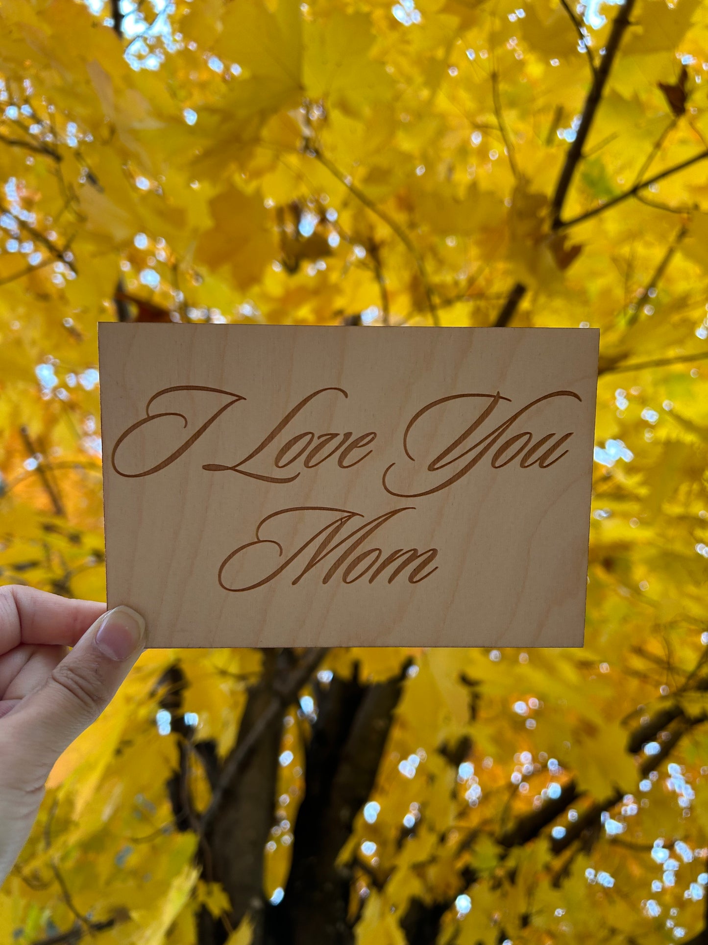 I Love You Mom Wood Card