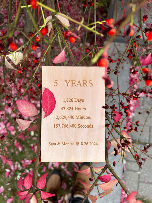 5 Years Countdown Custom Wood Card